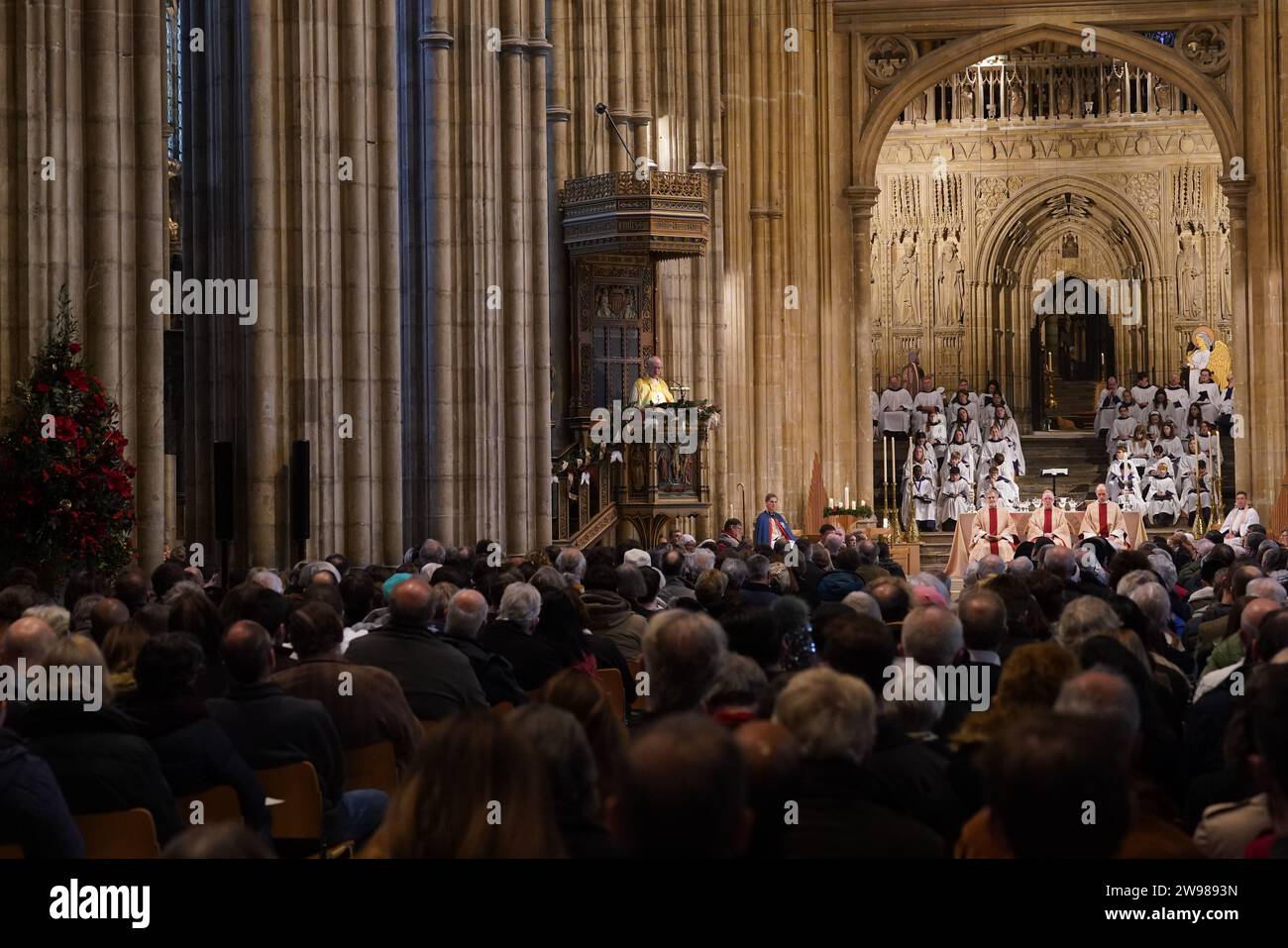 The Archbishop of Canterbury Justin Welby during the Christmas Day Eucharist service at Canterbury Cathedral in Kent. Picture date: Monday December 25, 2023. Stock Photo
