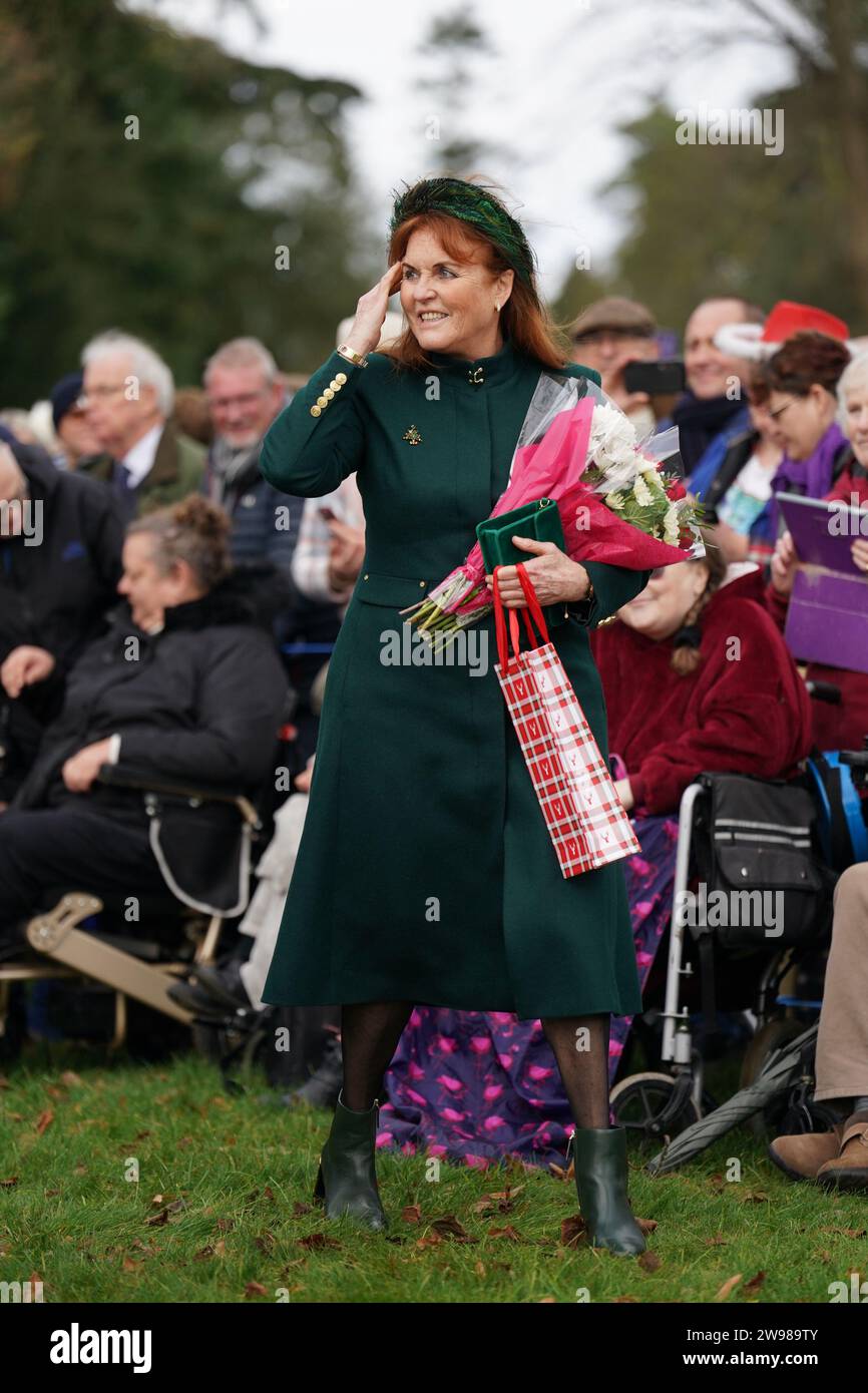 Sarah, Duchess of York attending the Christmas Day morning church
