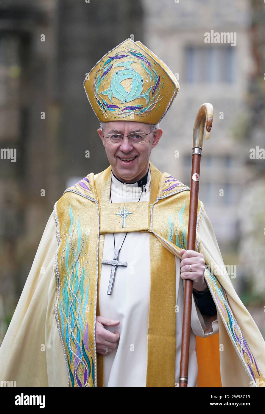 The Archbishop of Canterbury Justin Welby during the Christmas Day Eucharist service at Canterbury Cathedral in Kent. Picture date: Monday December 25, 2023. Stock Photo