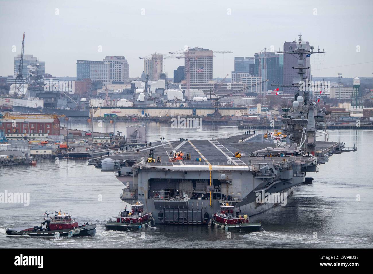 The Nimitz Class Aircraft Carrier Uss Harry S Truman Cvn 75 Departs Norfolk Naval Shipyard On