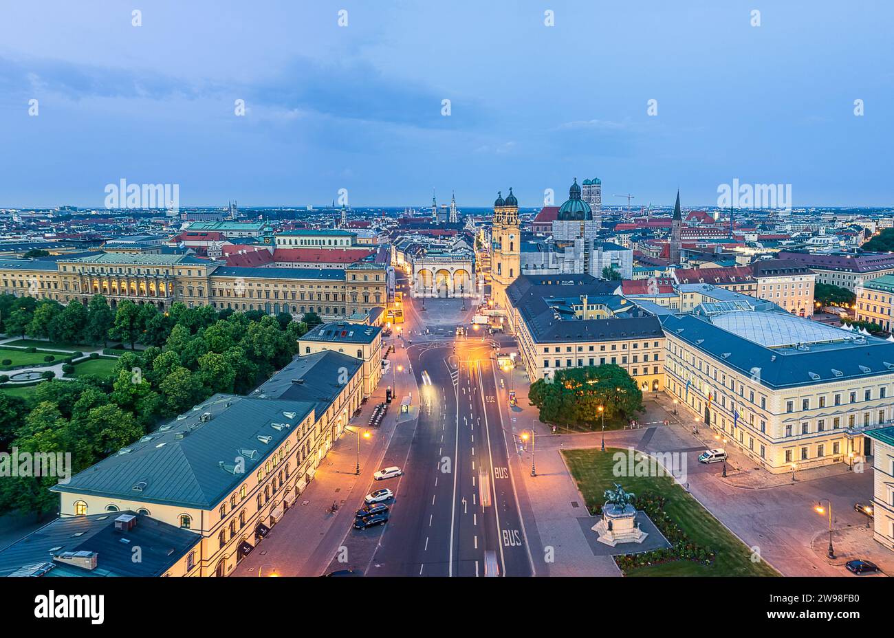 Dusk View of Munich Skyline with Iconic Landmarks and Illuminated ...