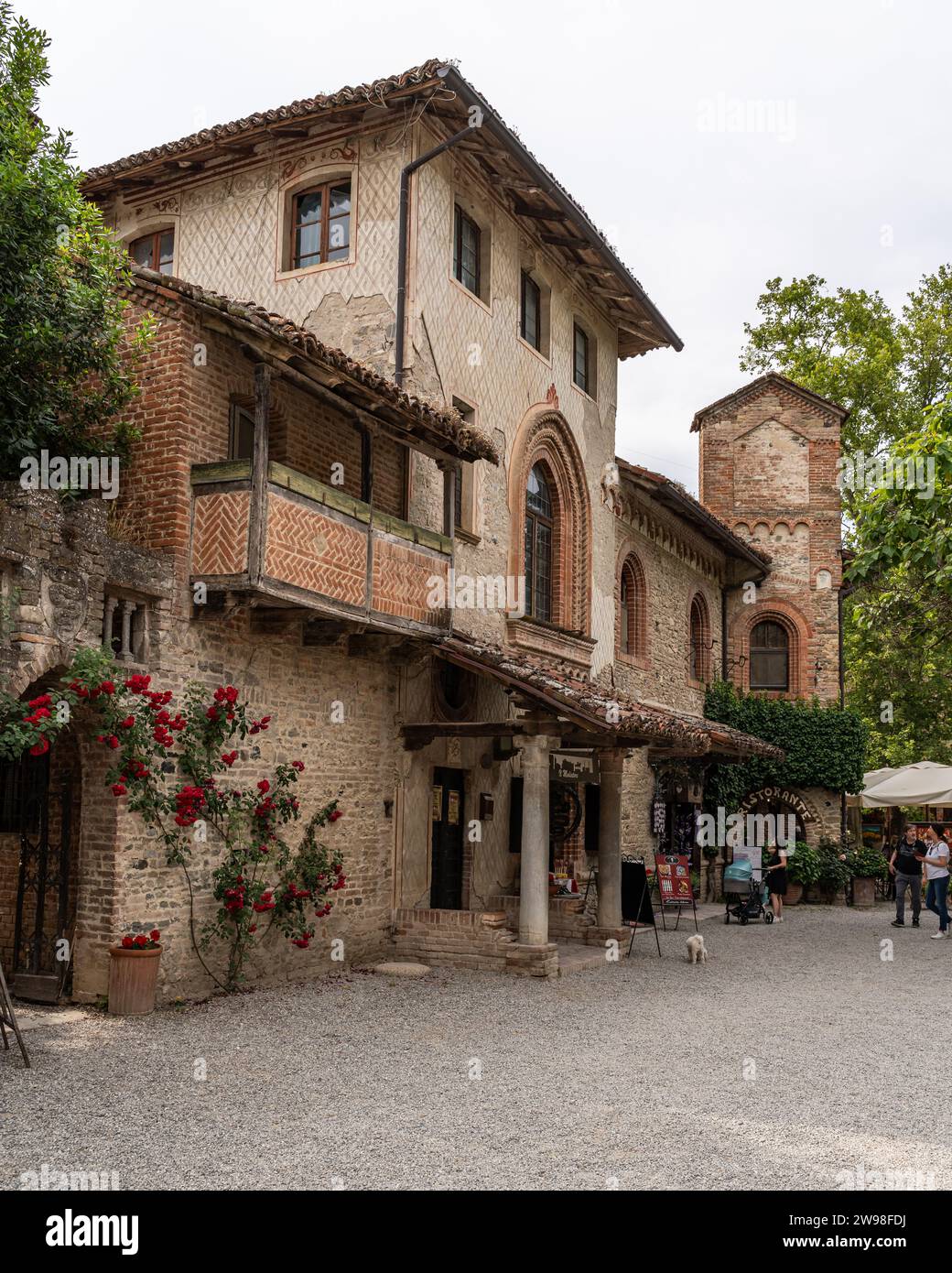 A picturesque village of Grazzano Visconti in Emilia-Romagna, Italy, with historical architecture. Stock Photo