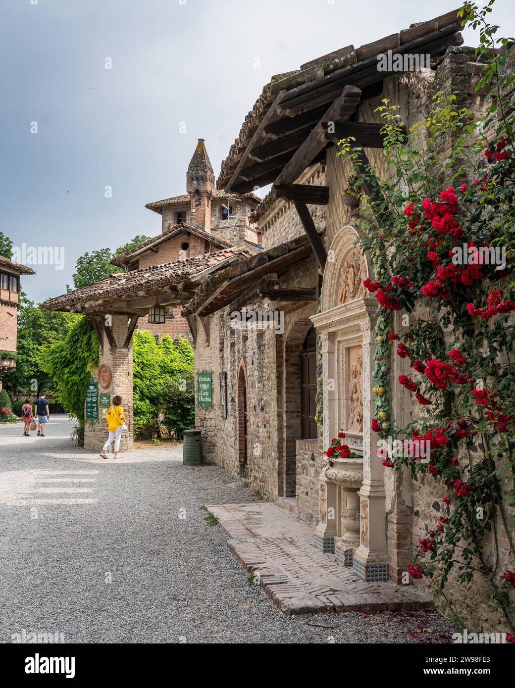 A picturesque village of Grazzano Visconti in Emilia-Romagna, Italy, with historical architecture. Stock Photo