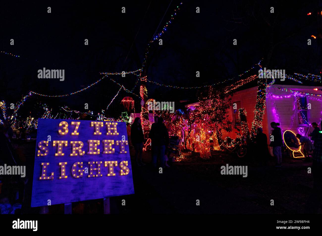 37th Street District Christmas Lights in Austin, Texas Stock Photo Alamy