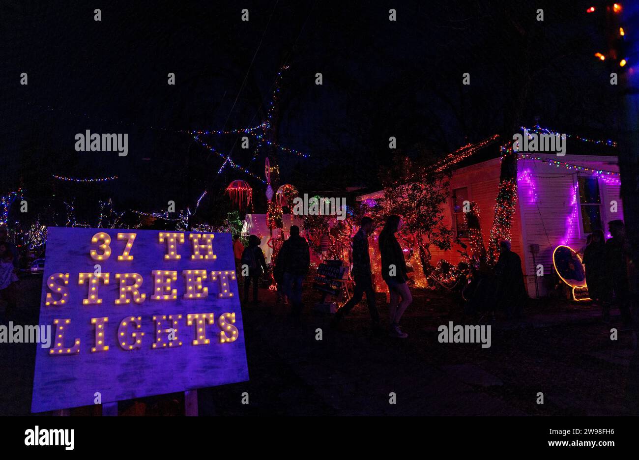 37th Street District Christmas Lights in Austin, Texas Stock Photo Alamy