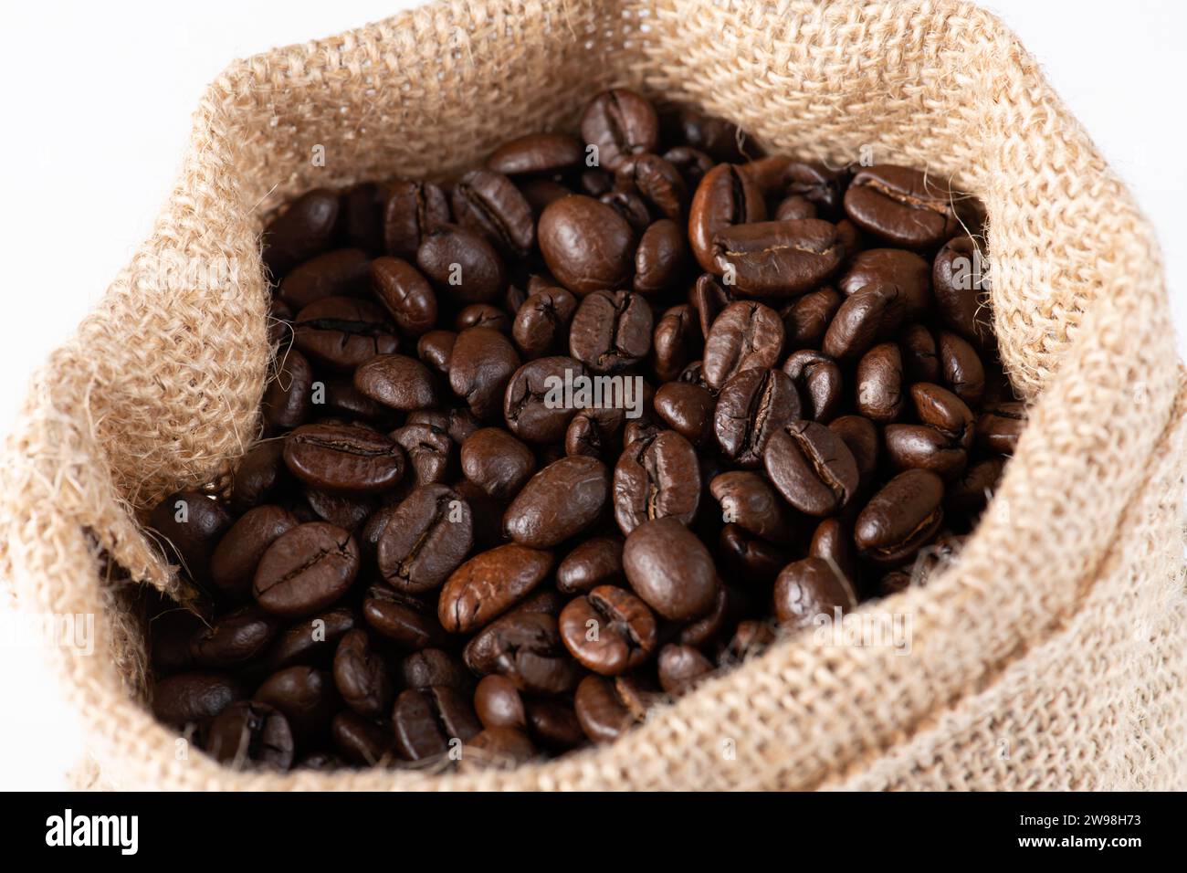 coffee beans in a bag Stock Photo