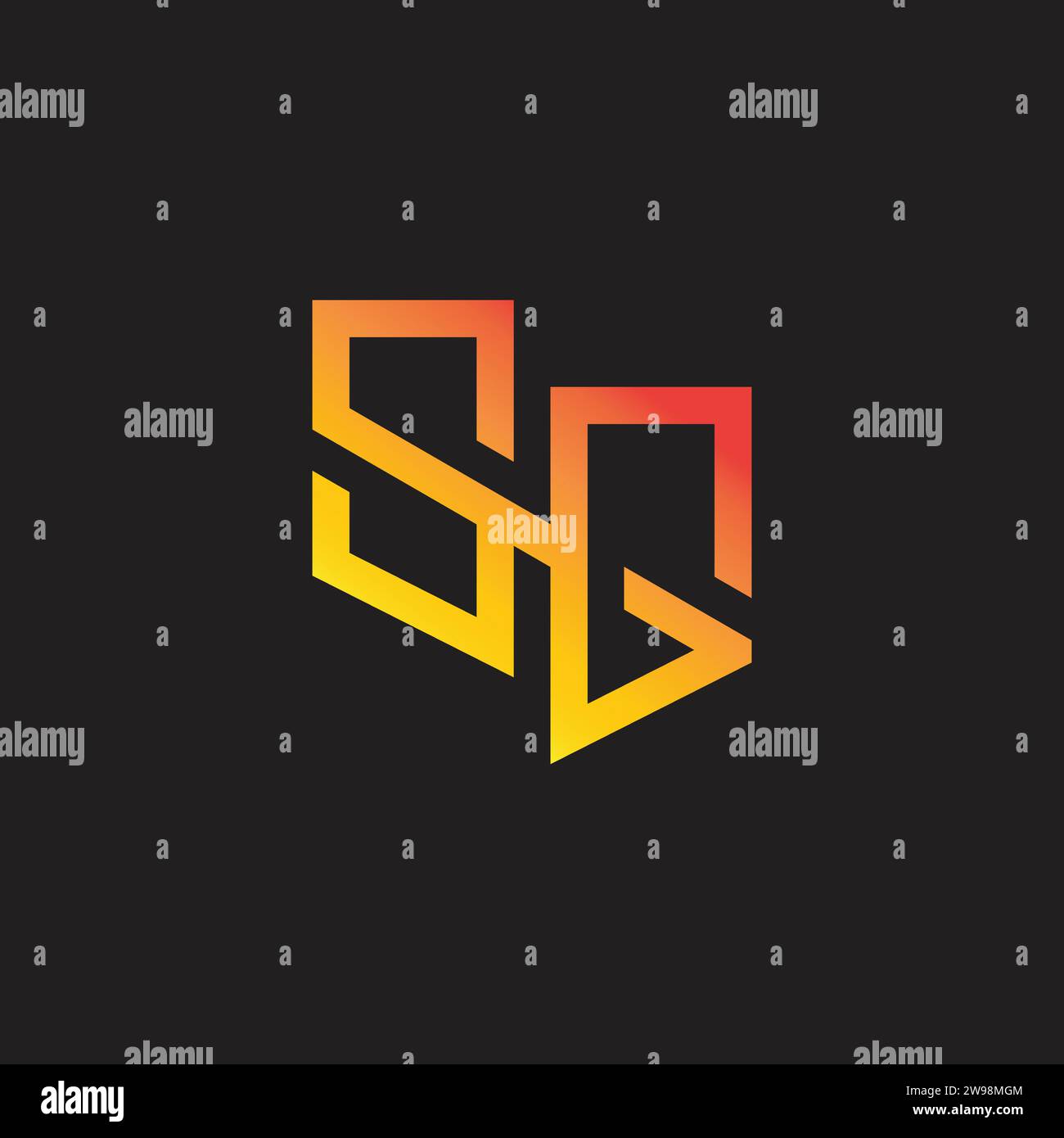letter sg simple gradient line geometric logo vector Stock Vector