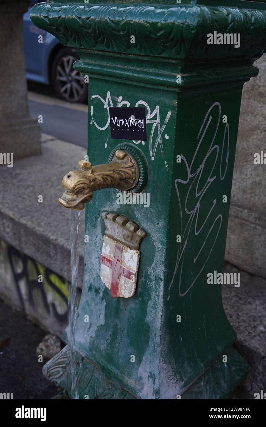 Public dragon water fountains in Milan, Italy Stock Photo Alamy