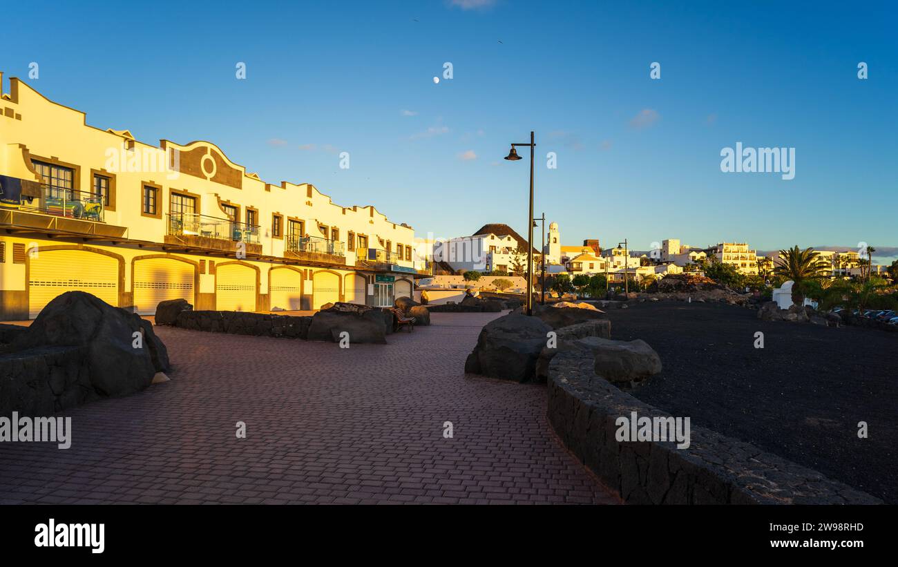 Evening shopping streets of Playa Blanca. Playa Blanca is the