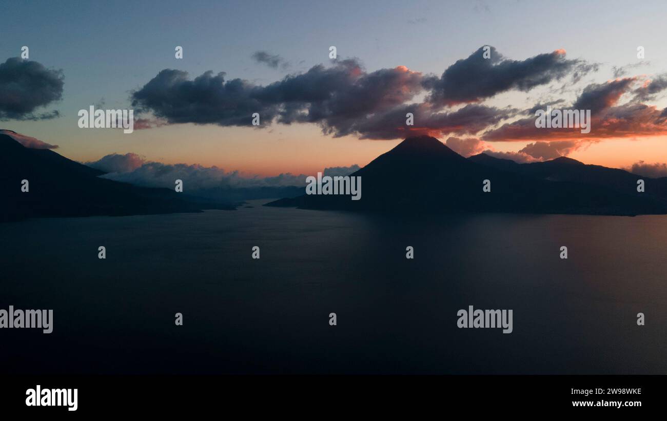 Lake Atitlan At Sunset Stock Photo