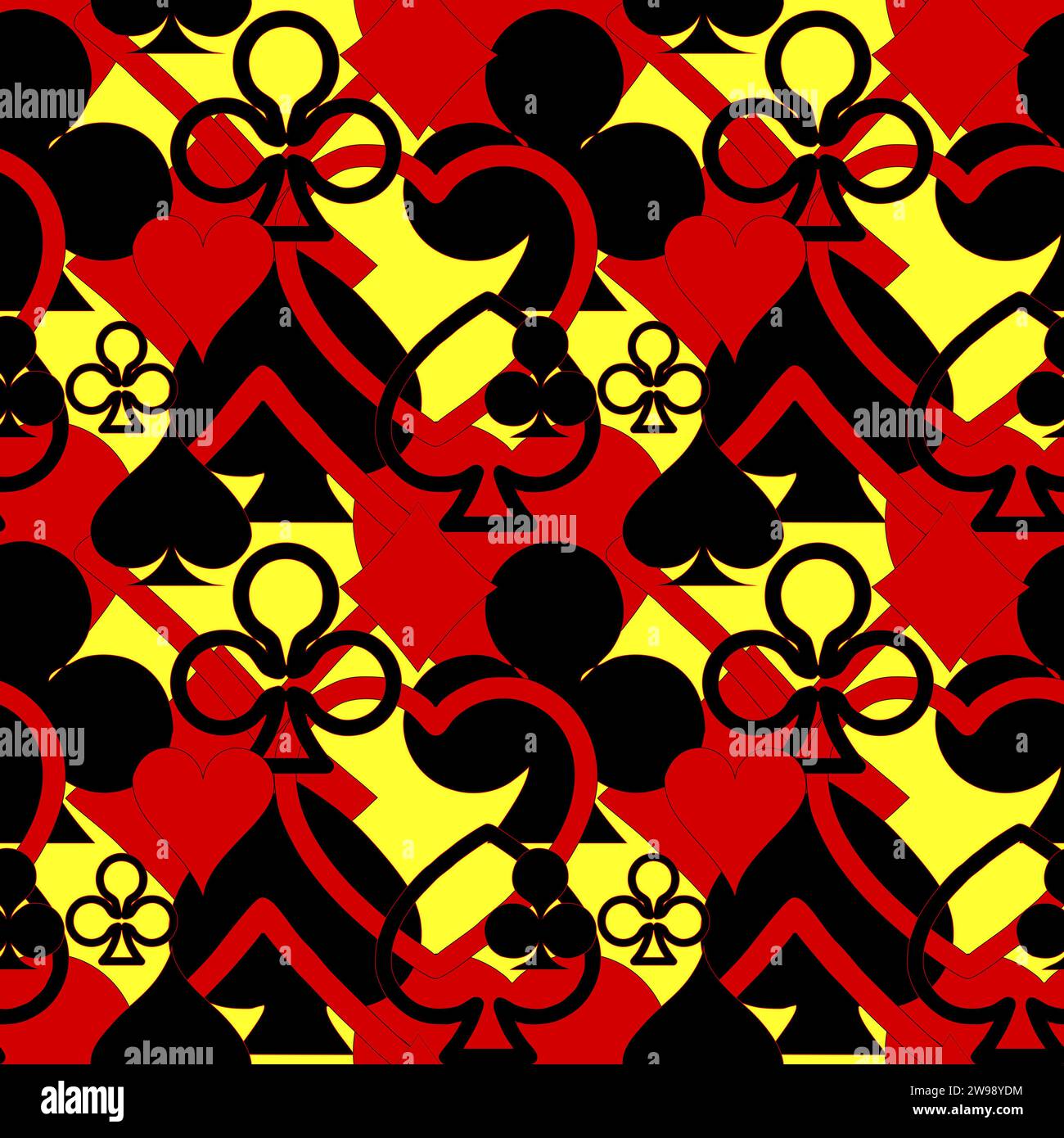 abstract seamless black and red pattern of different card suits ...