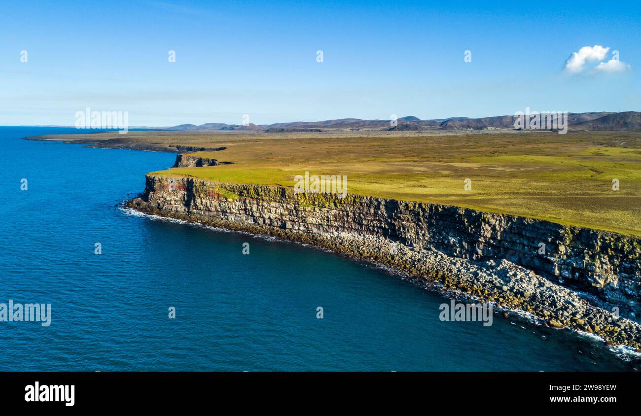 Krysuvikurbjarg Cliffs, Krisuvik, Sudurland, Iceland Stock Photo