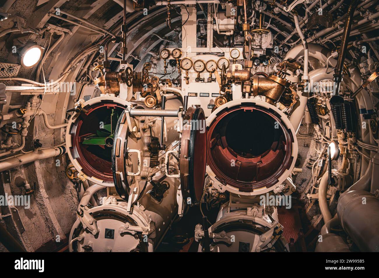 An interior shot of an antique hydro airport museum Stock Photo