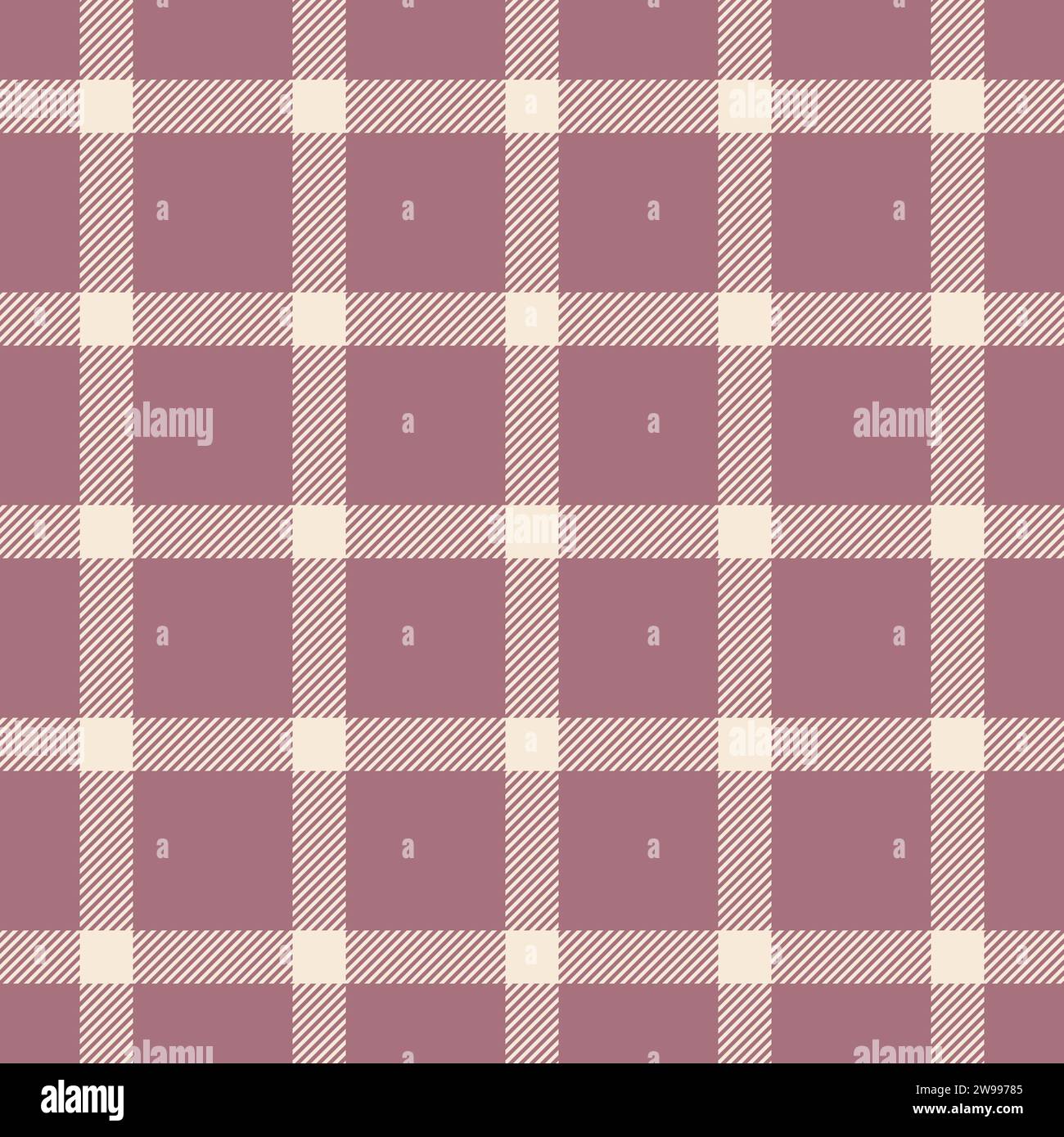 Cross fabric pattern background, velvet plaid texture check. Golf tartan seamless vector textile in red and antique white color. Stock Vector