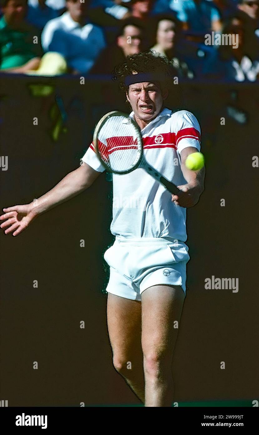 John McEnroe (USA) competing at the 1980 US Open Tennis. Stock Photo