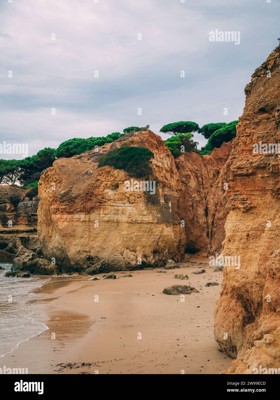 Olhos de agua beach in Albufeira. This beach is a part of famous tourist region Algarve. Stock Photo