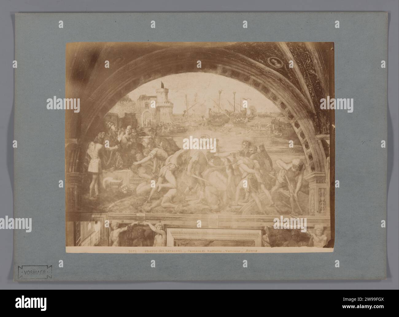 Photo production of the fresco The fight of Ostia by Rafaël in the