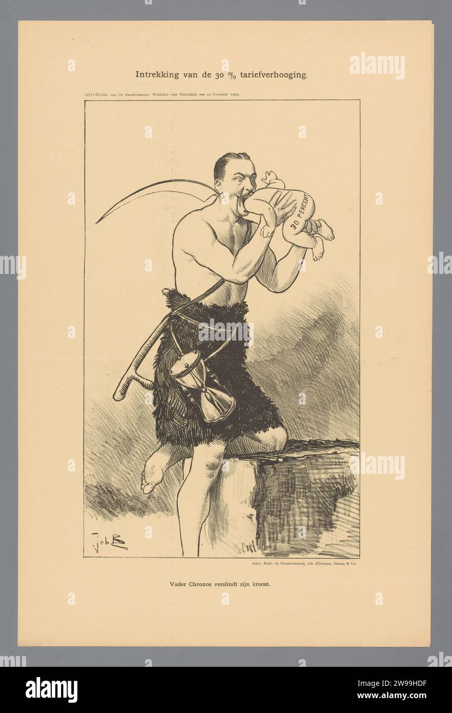 Withdrawal of the 30 rate increase, Johan Braakensiek, 1909 Amsterdam ...