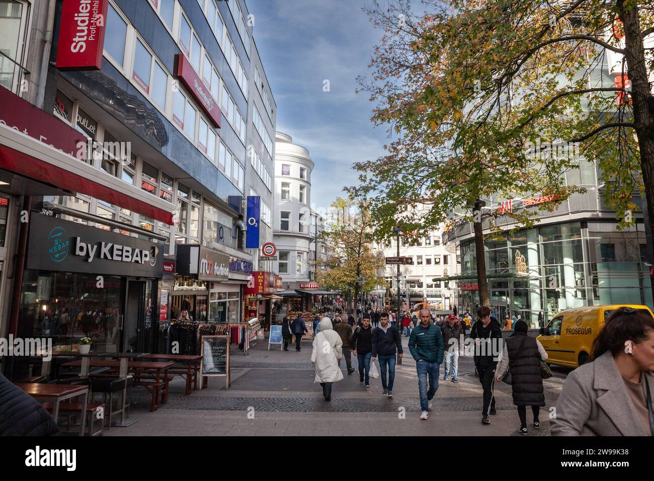 Picture of Alte Freiheit with stores and shops on an afternoon in Wuppertal, Germany. Alte Freiheit is the main shopping street in Wuppertal, Germany. Stock Photo