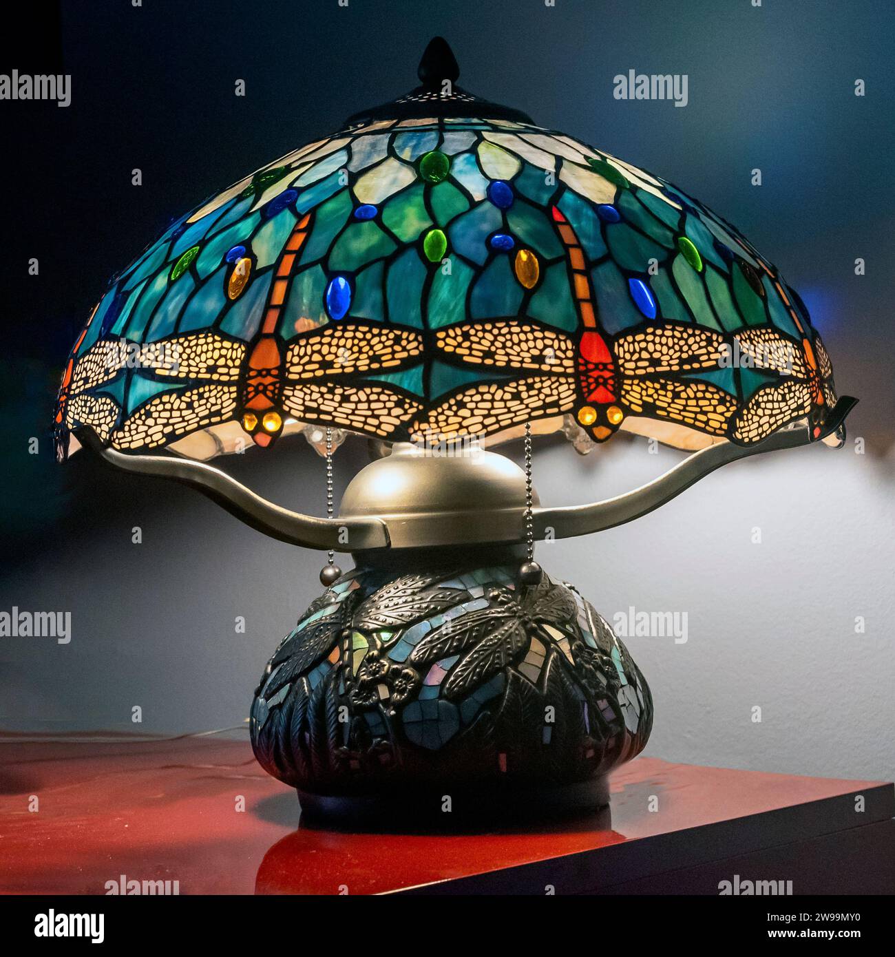 Beautiful table lamp, Tiffany style Stock Photo