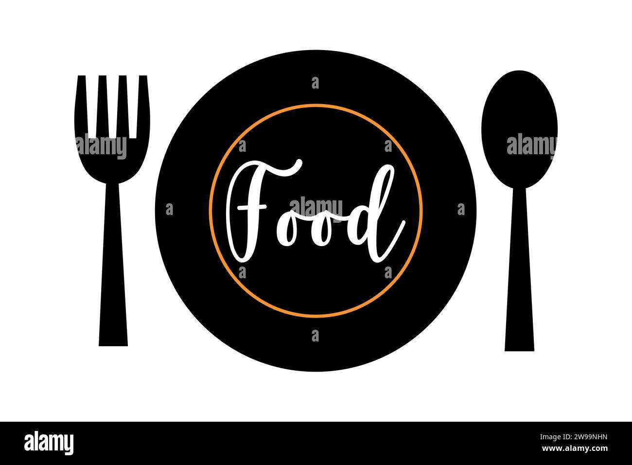 Restaurant icon with spoon and plate. Stock Vector
