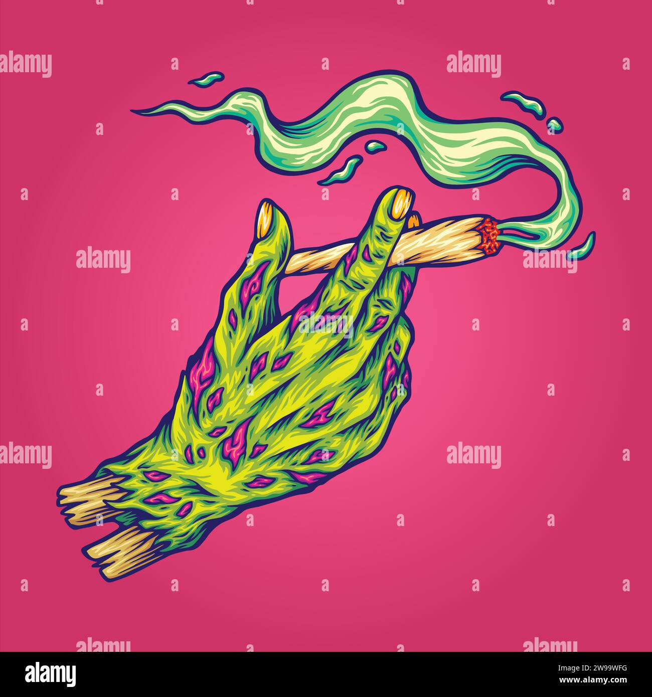 Zombie weed smoking haunting hand Stock Vector