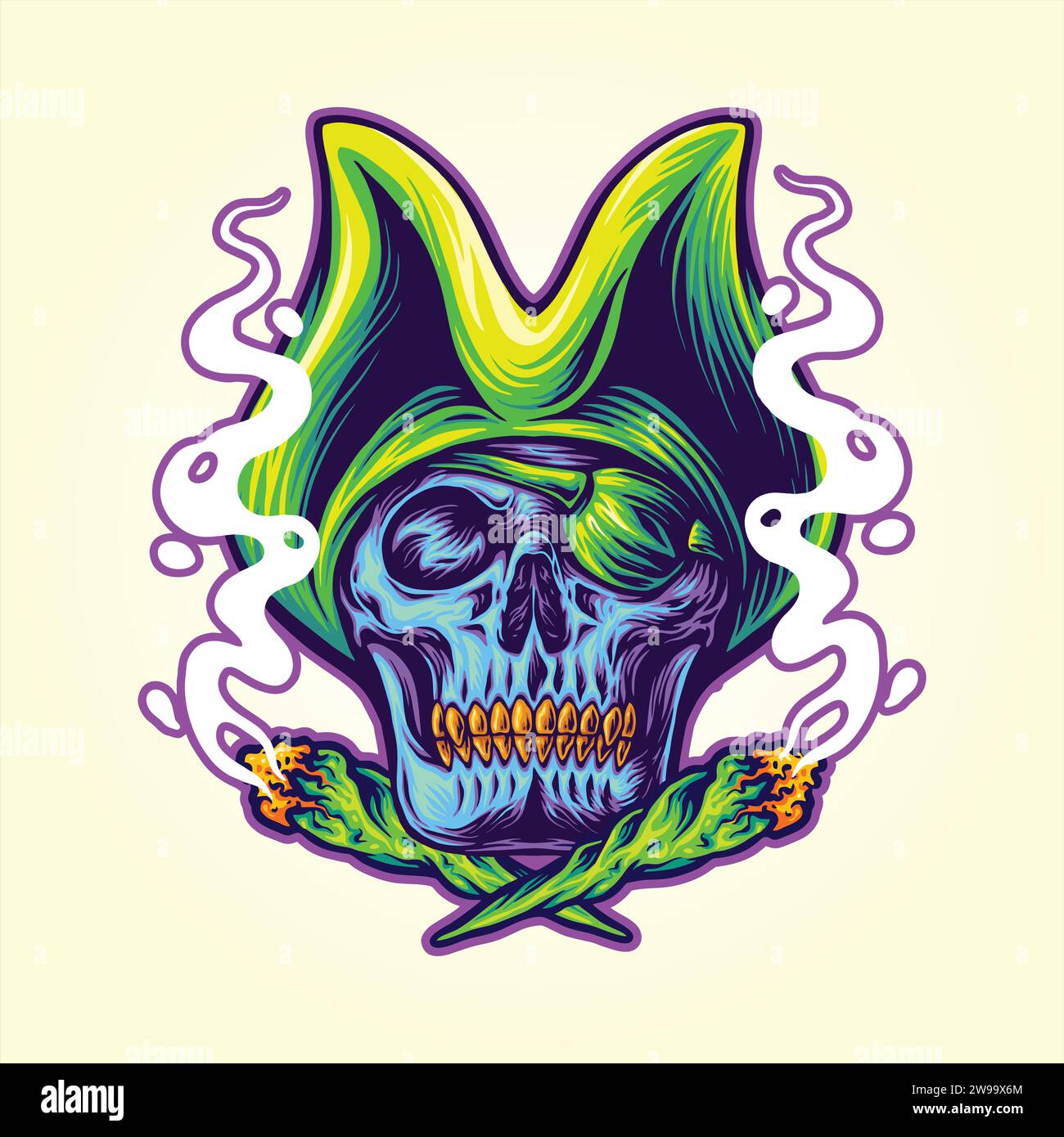 Cannabis leaf pirate skull ornament Stock Vector Image & Art - Alamy