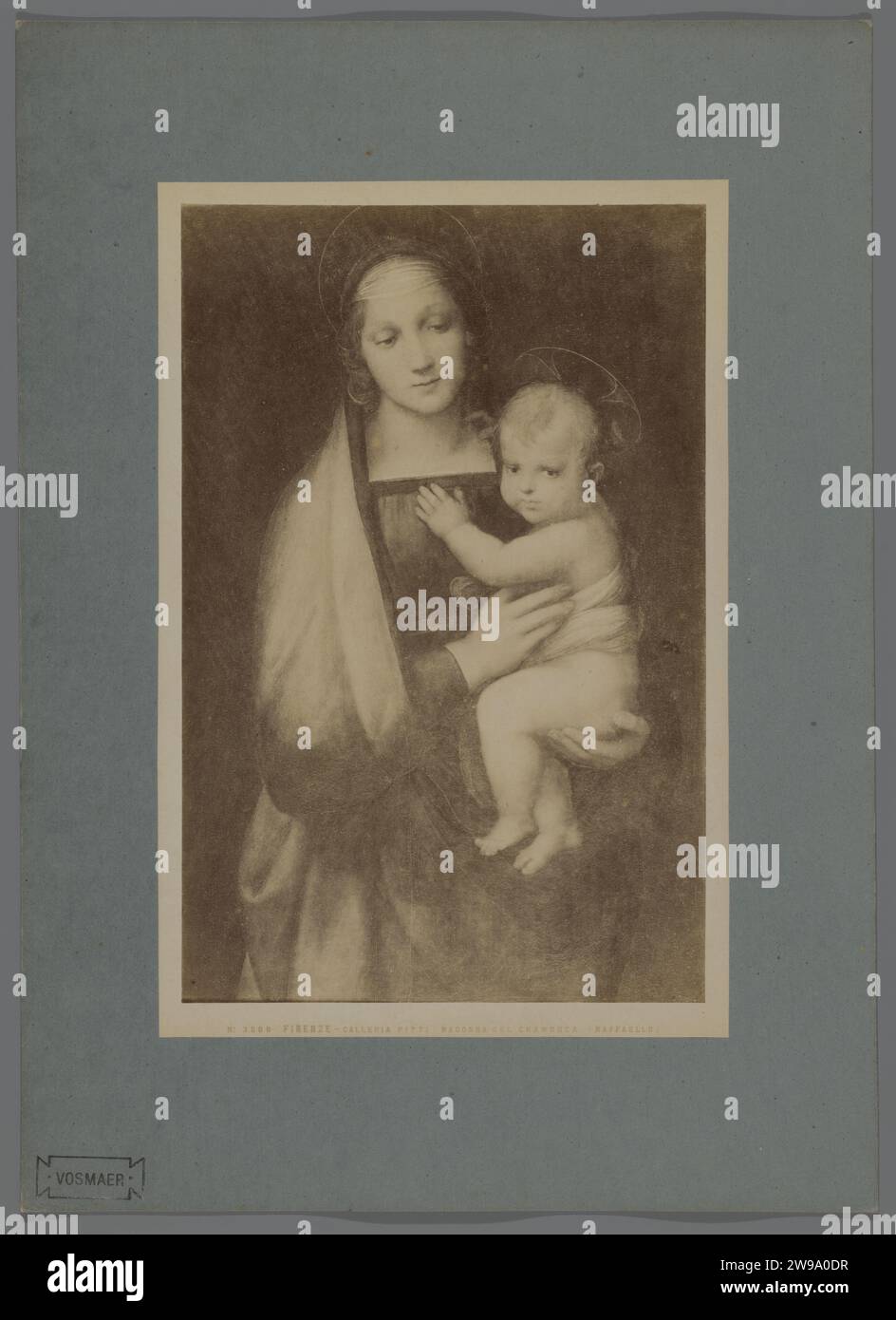 Photo production of the painting Madonna del Granduca by Rafaël in the Galleria Palatina in Florence, Fratelli Alinari, After Rafaël, 1852 - 1900 photograph  Florence cardboard. paper albumen print picture, painting Palazzo Pitti Stock Photo
