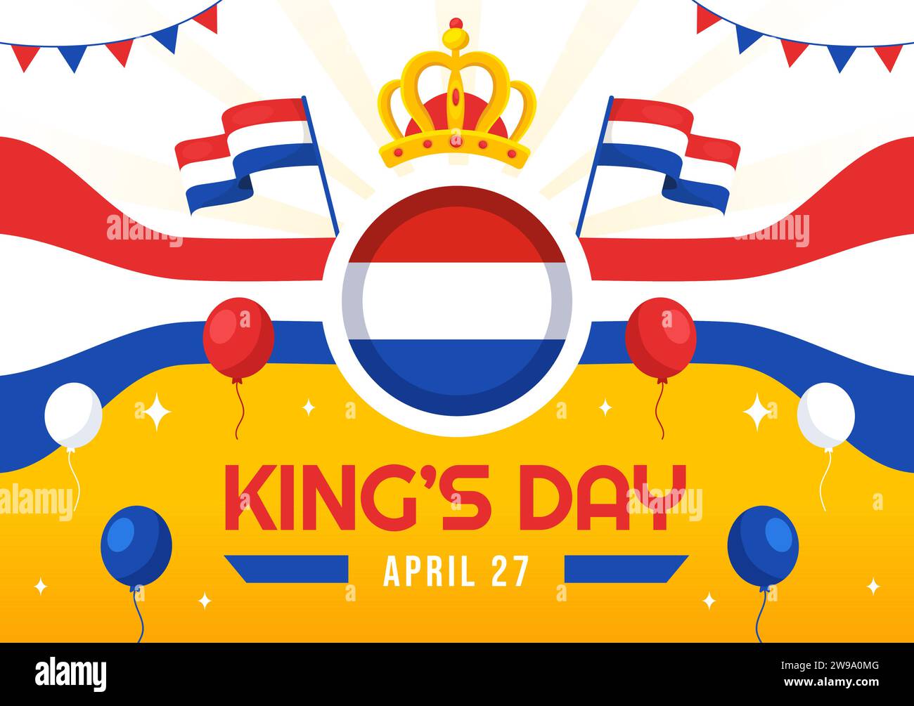 Happy Kings Netherlands Day Vector Illustration on 27 April with Waving