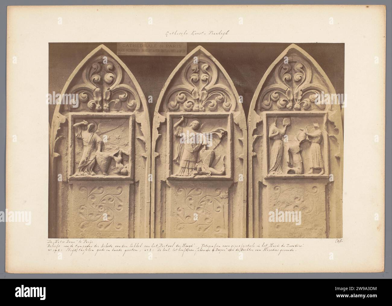 Three plaster bicycles of reliefs from the facade of NotreDame in