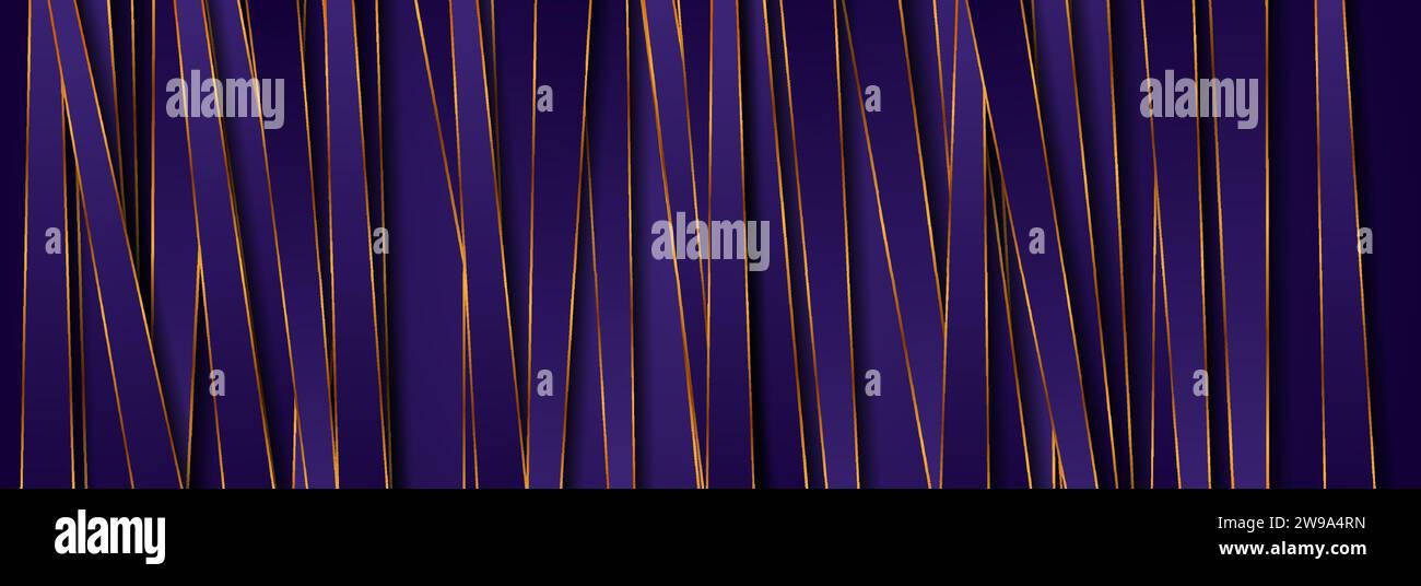 Violet stripes and golden lines abstract tech geometric background ...