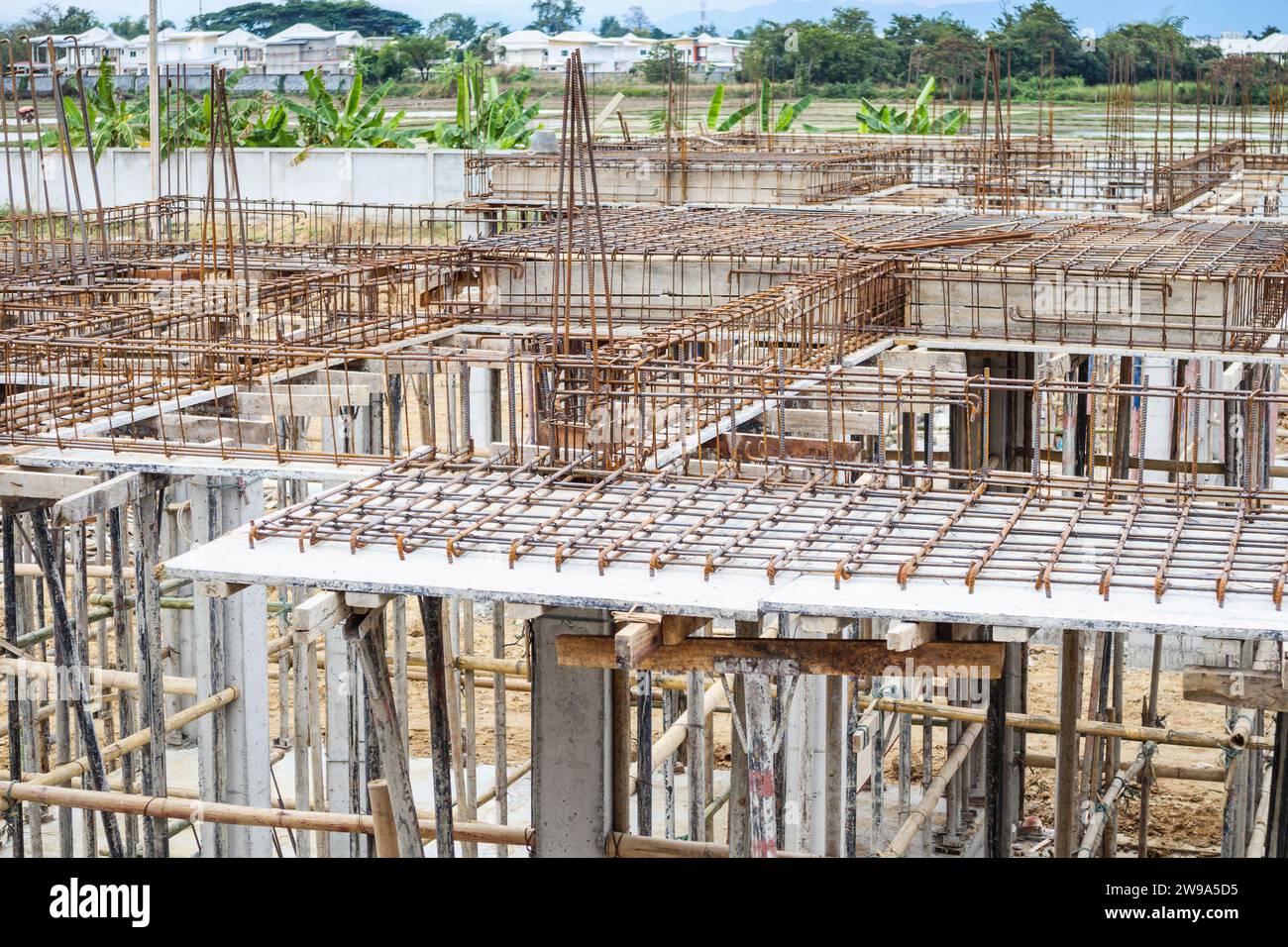 construction residential new house in progress at building site Stock ...