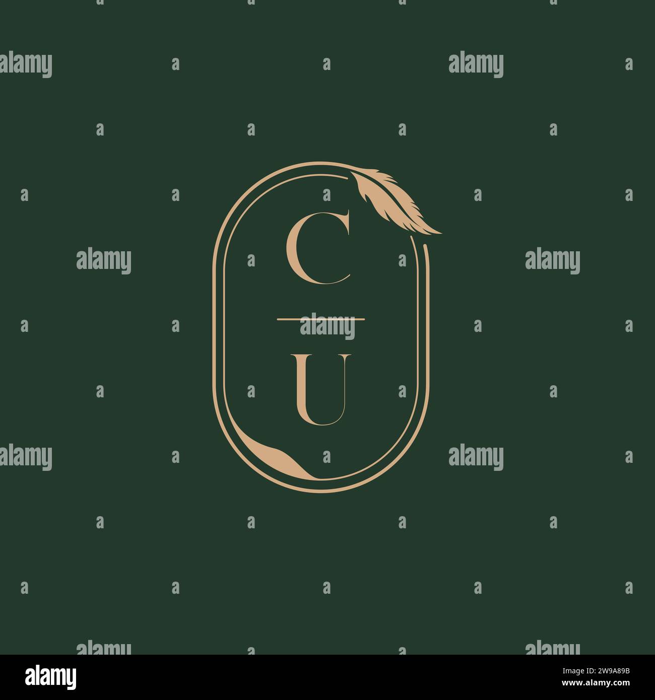 CU feather concept wedding monogram logo design ideas as inspiration Stock Vector