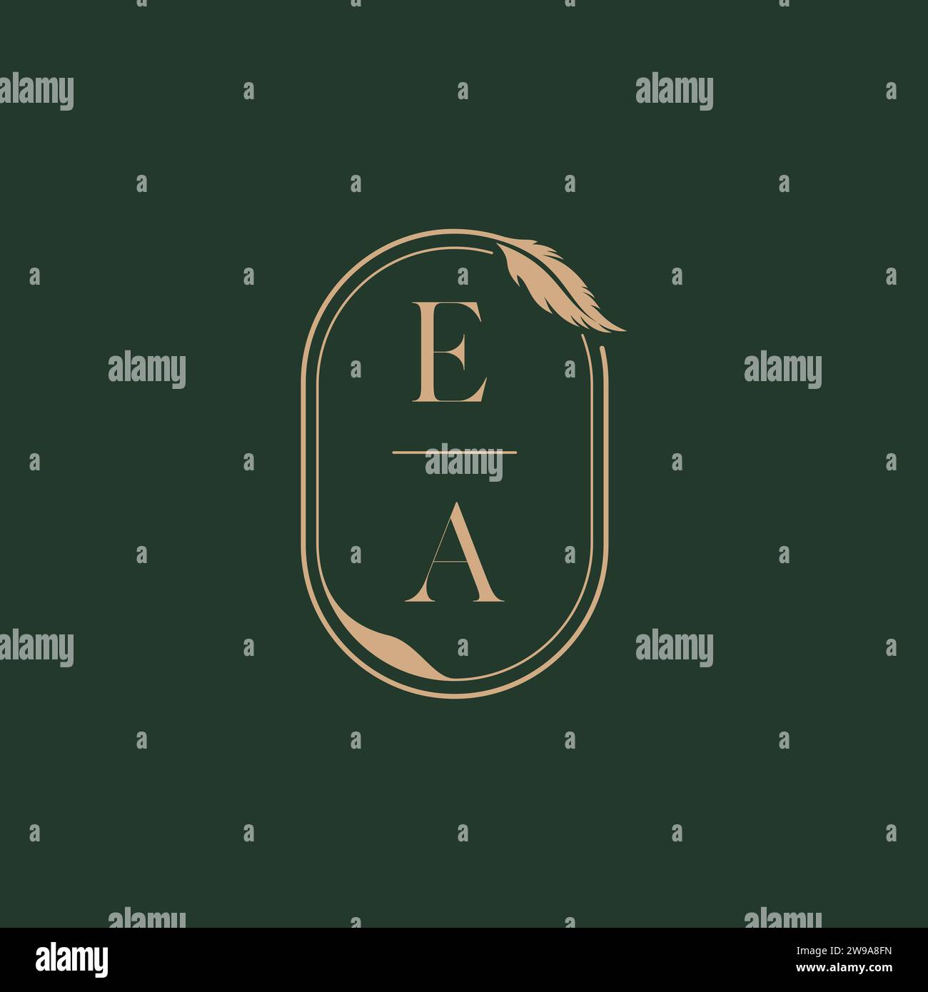 EA feather concept wedding monogram logo design ideas as inspiration Stock Vector