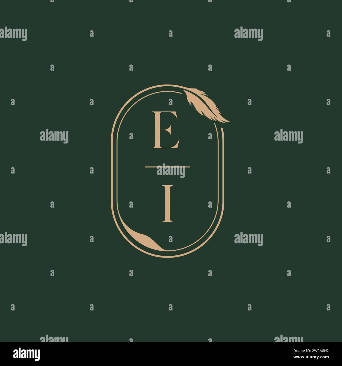 EI feather concept wedding monogram logo design ideas as inspiration Stock Vector