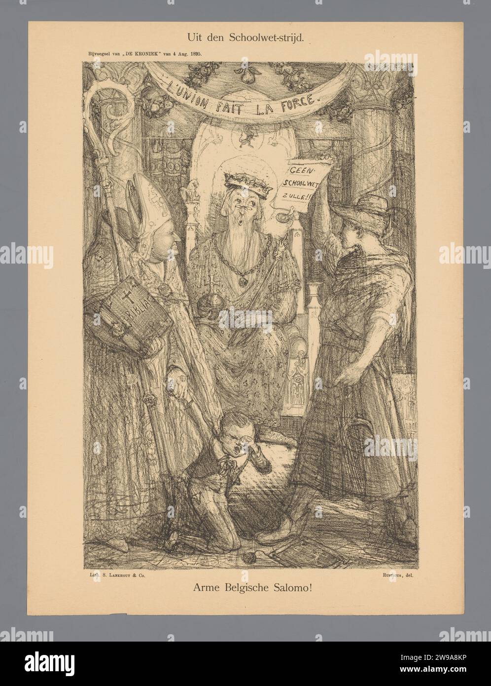 From the School Act struggle, Marius Bauer, 1895 Cartoon at the school