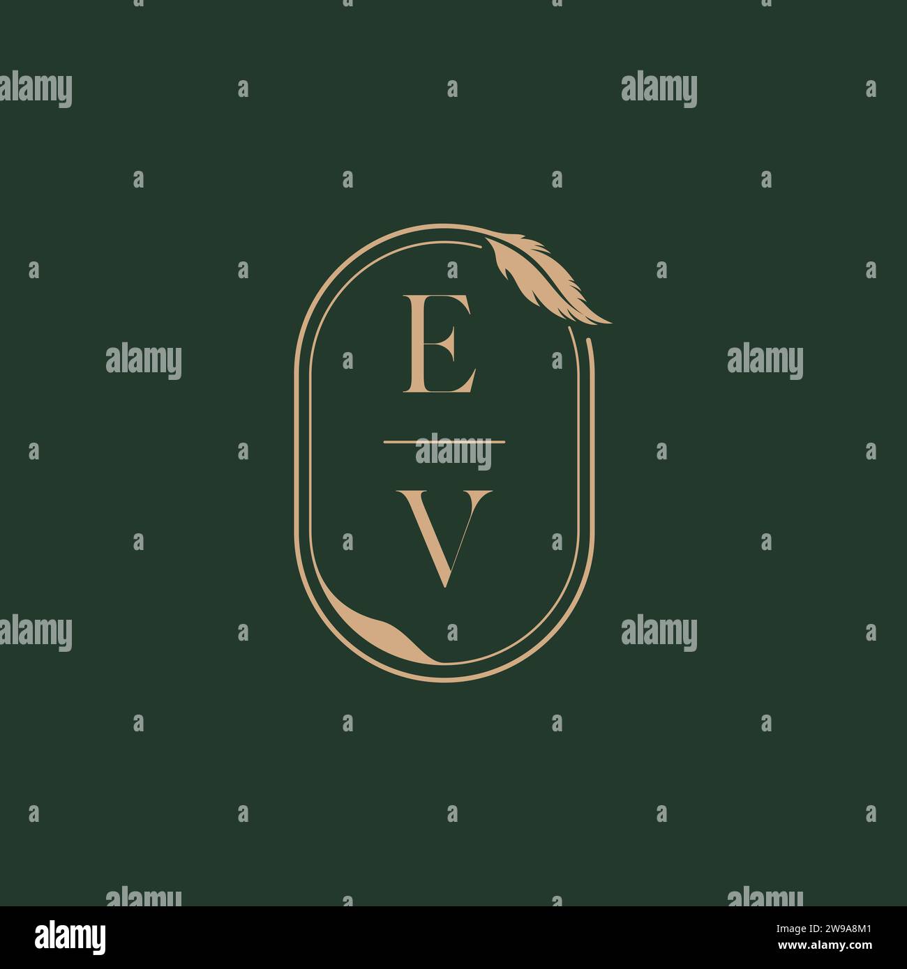 EV feather concept wedding monogram logo design ideas as inspiration Stock Vector
