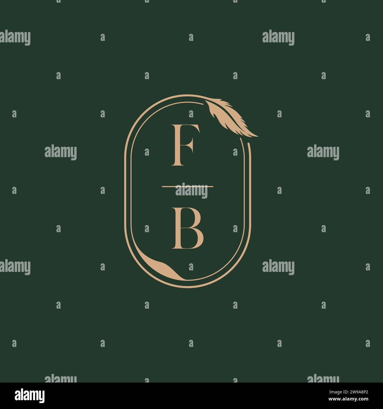 FB feather concept wedding monogram logo design ideas as inspiration Stock Vector
