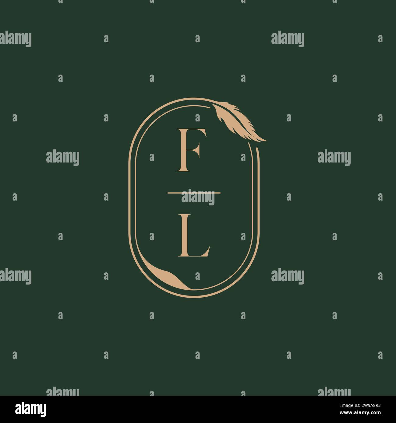 FL feather concept wedding monogram logo design ideas as inspiration Stock Vector