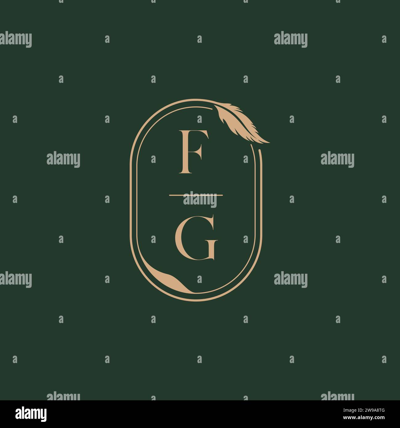 FG feather concept wedding monogram logo design ideas as inspiration Stock Vector