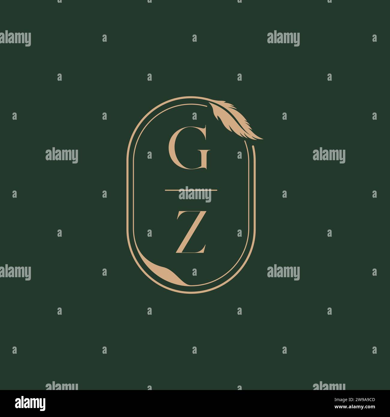 GZ feather concept wedding monogram logo design ideas as inspiration Stock Vector