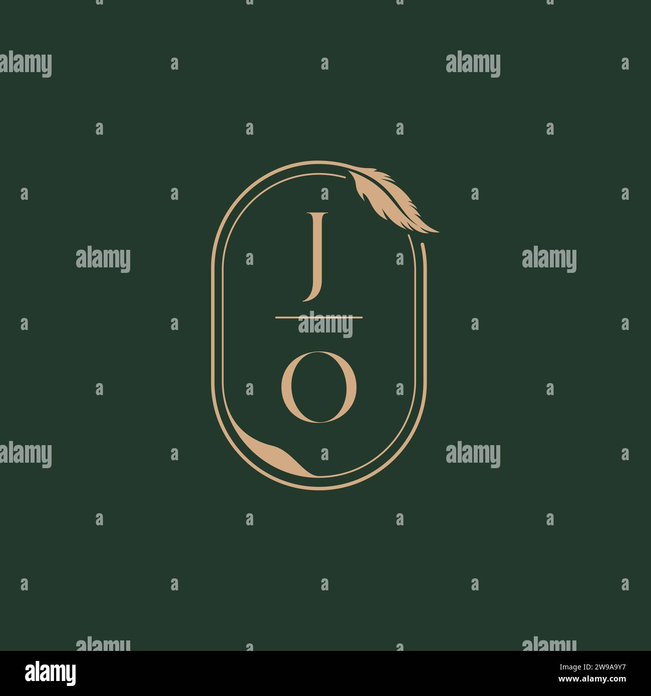 JO feather concept wedding monogram logo design ideas as inspiration ...