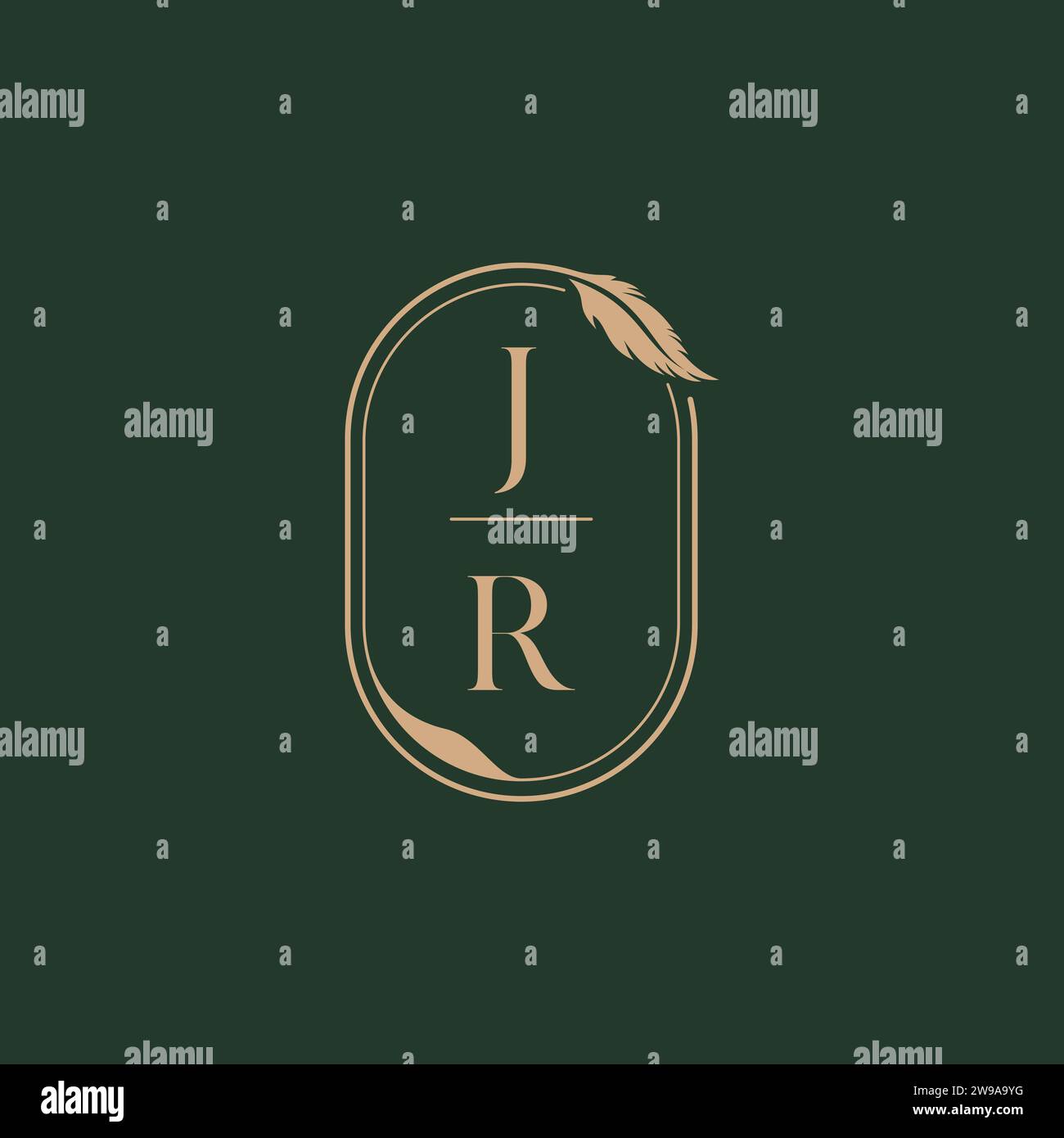 JR feather concept wedding monogram logo design ideas as inspiration Stock Vector