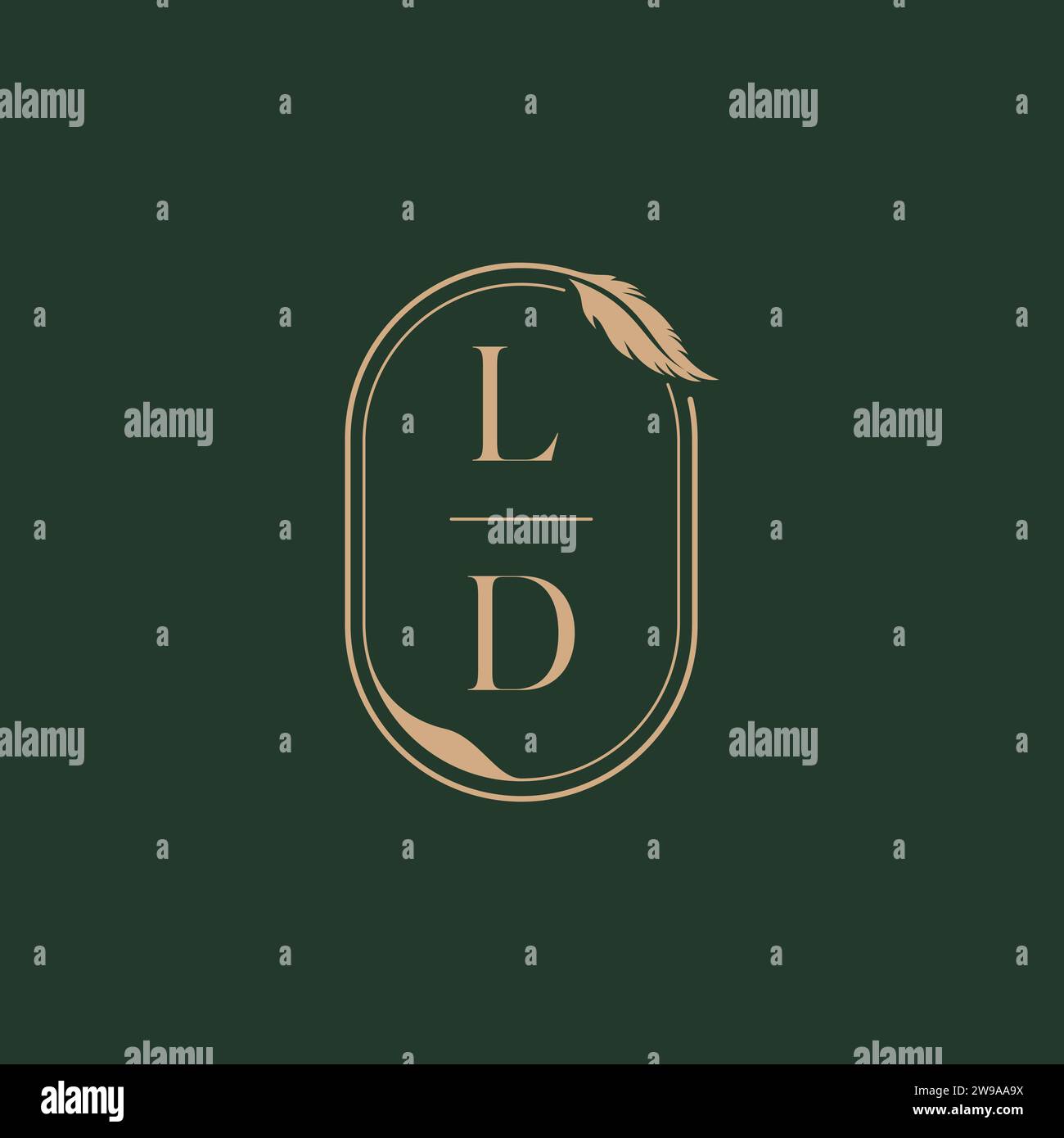 LD feather concept wedding monogram logo design ideas as inspiration Stock Vector
