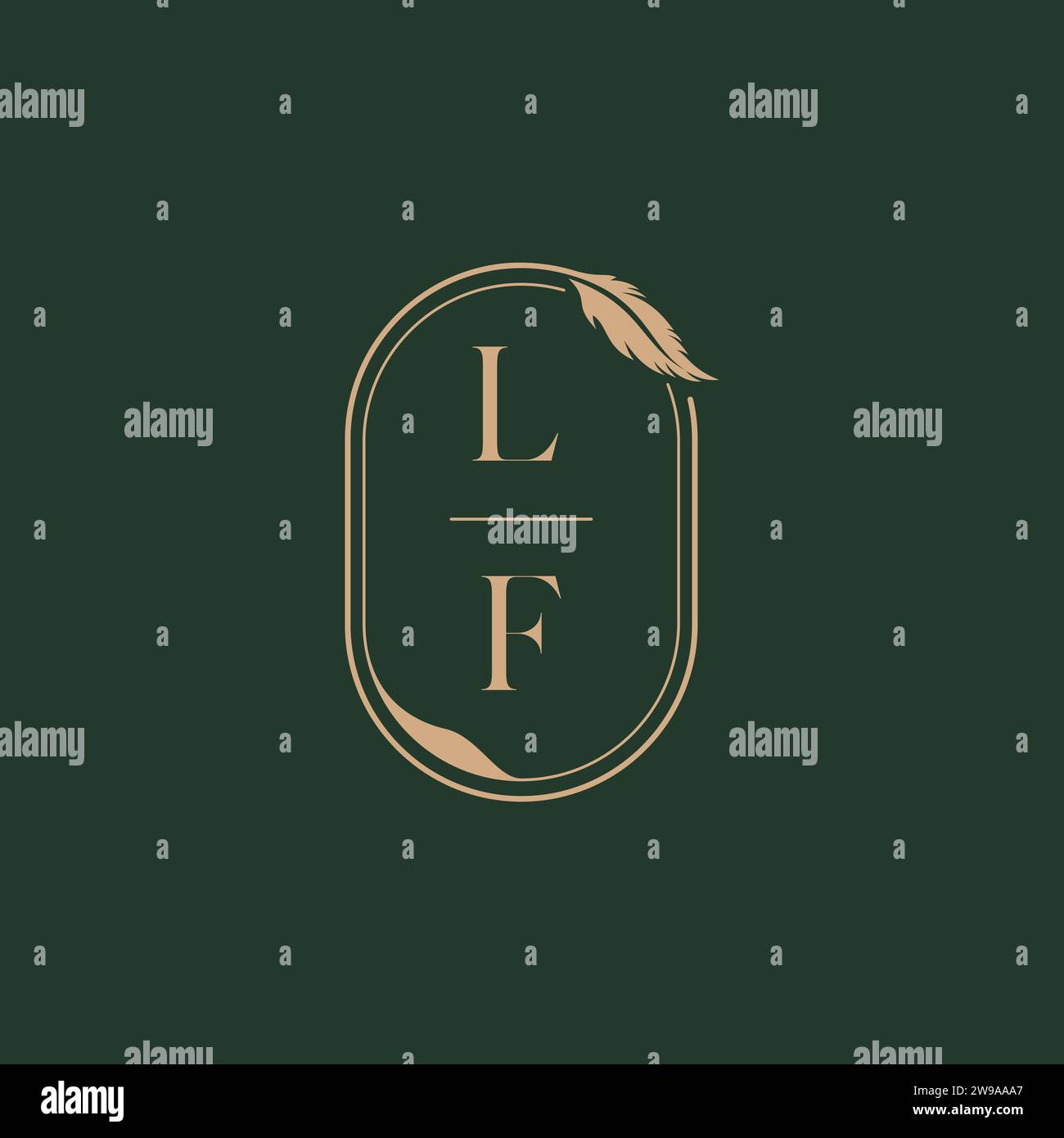 LF feather concept wedding monogram logo design ideas as inspiration Stock Vector