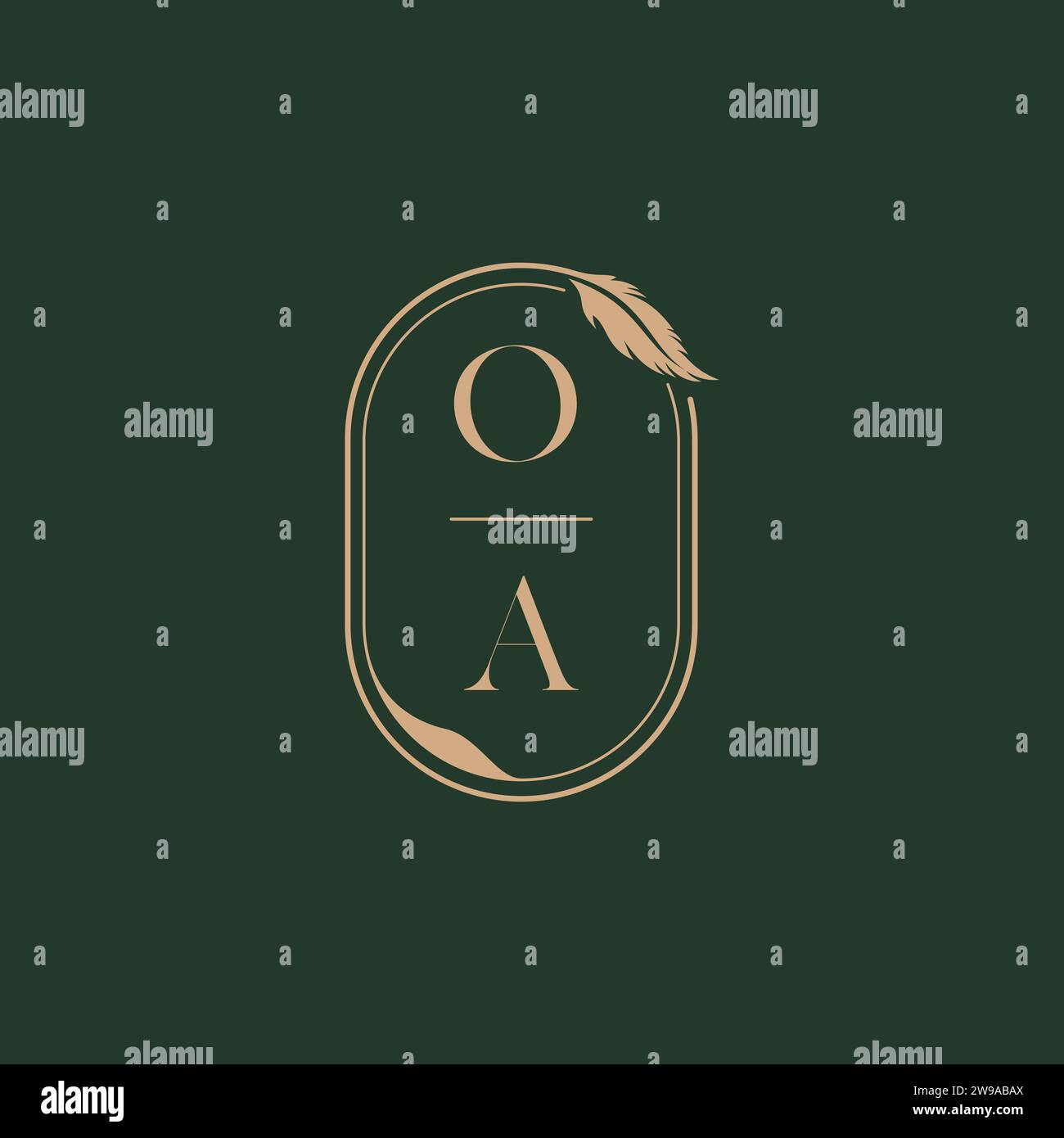 OA feather concept wedding monogram logo design ideas as inspiration Stock Vector
