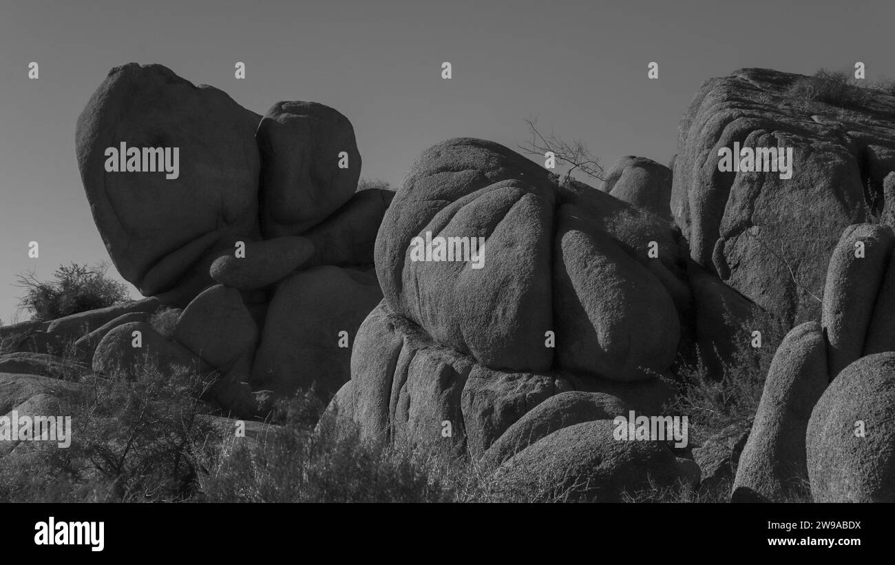 An exquisite black and white of a rugged and jagged mountainous landscape Stock Photo