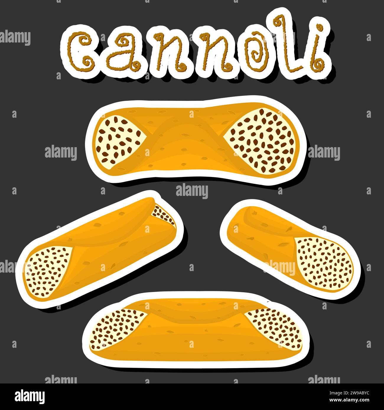 Illustration on theme big set different types sweet waffles Sicilian