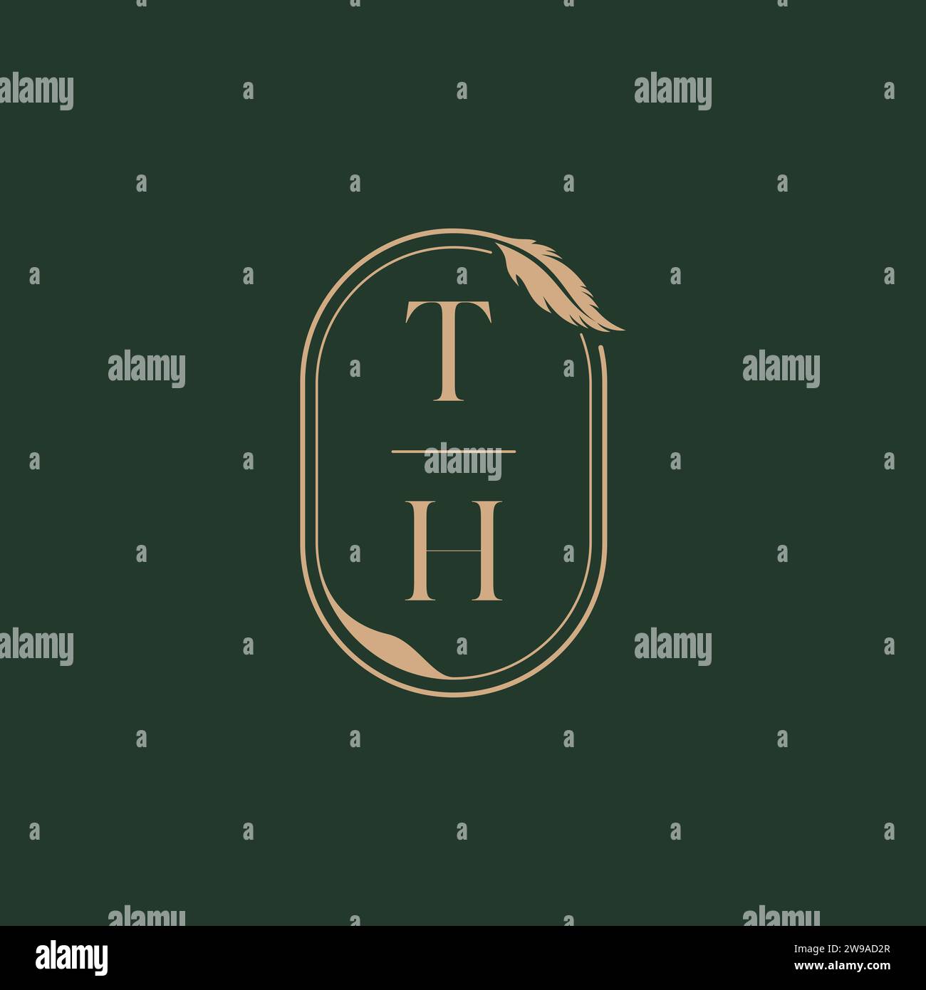 TH feather concept wedding monogram logo design ideas as inspiration Stock Vector