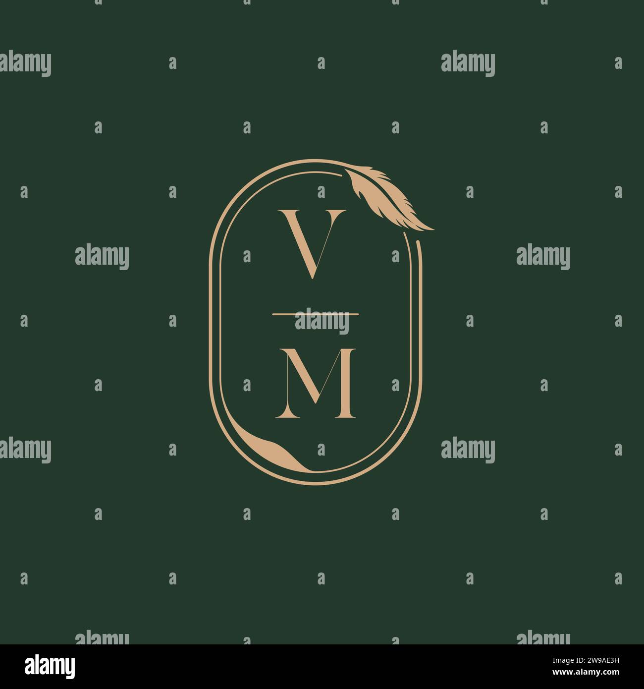 VM feather concept wedding monogram logo design ideas as inspiration Stock Vector